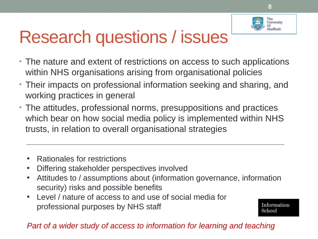 Social media applications within the NHS: role and - slide 8 of 23