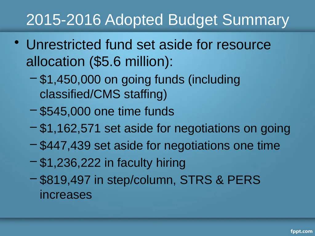 2016-2017 Budget Call Diana Keelen, Budget - slide 3 of 17