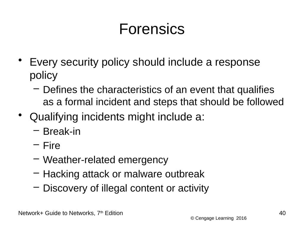 Network+ Guide to Networks 7th Edition Chapter 12 - slide 40 of 46