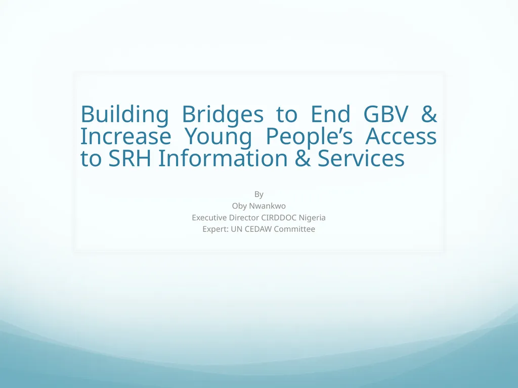 Building Bridges to End GBV & Increase Young
