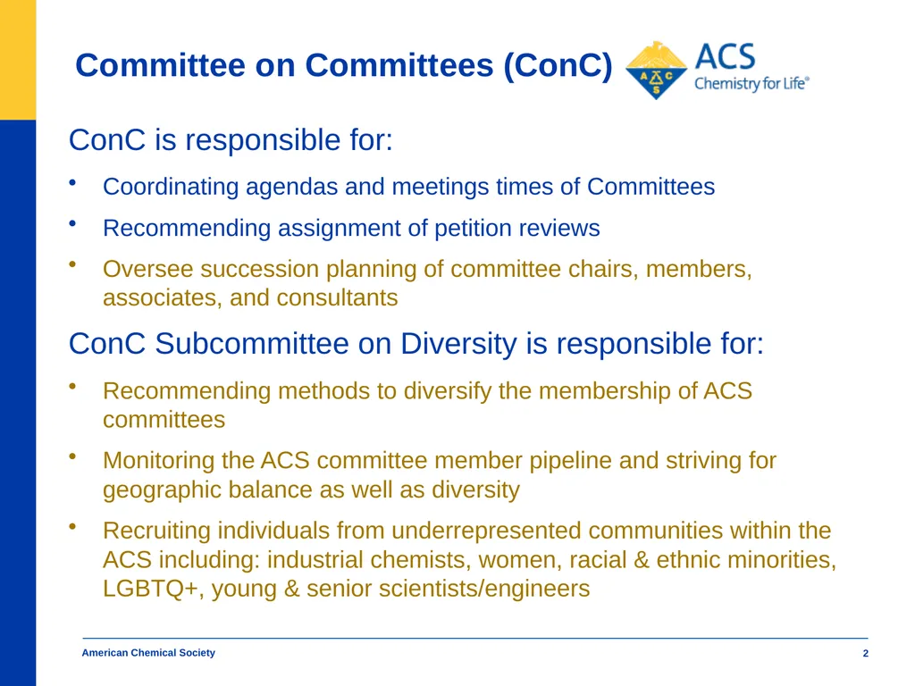 American Chemical Society Diversifying ACS - slide 2 of 11