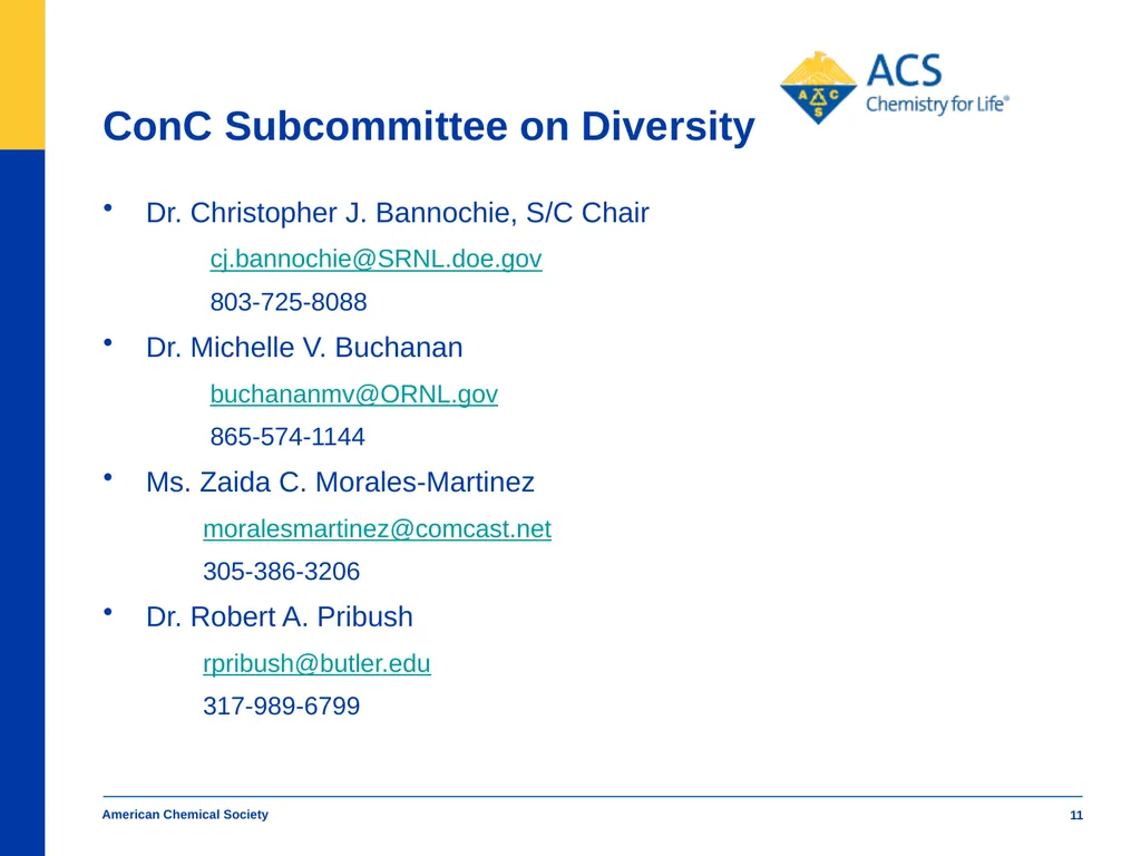 American Chemical Society Diversifying ACS - slide 11 of 11