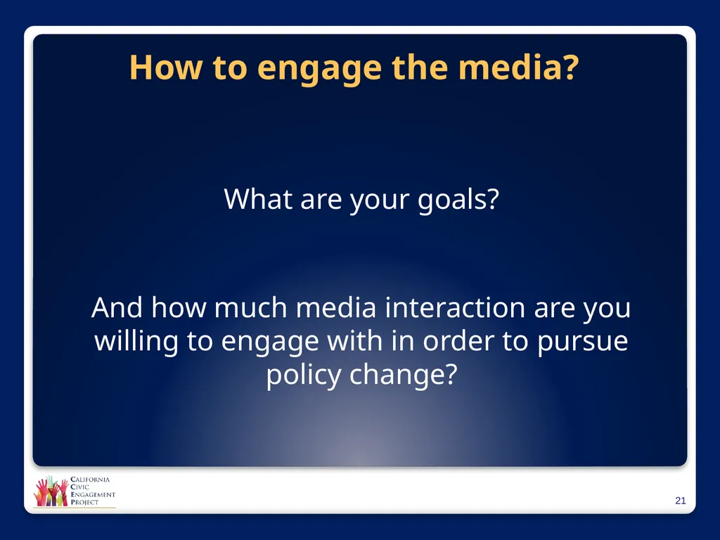 The Power of Media in Policy Change Mindy Romero, - slide 21 of 34