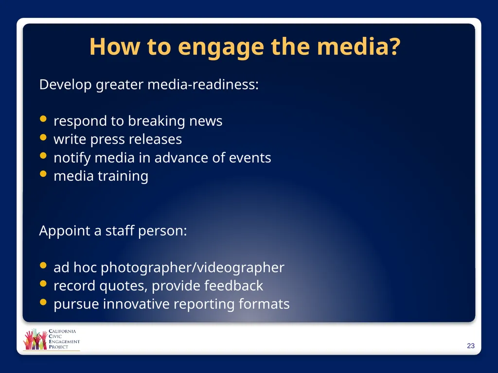 The Power of Media in Policy Change Mindy Romero, - slide 23 of 34