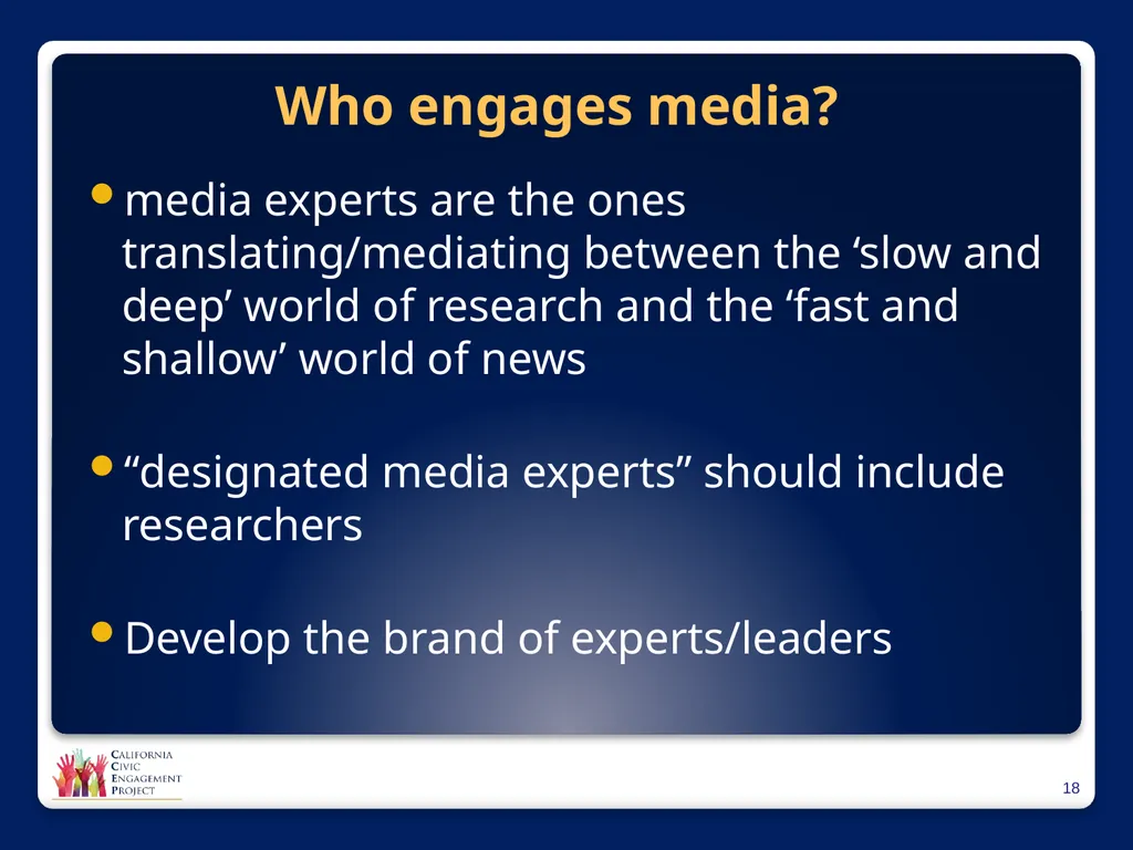 The Power of Media in Policy Change Mindy Romero, - slide 18 of 34
