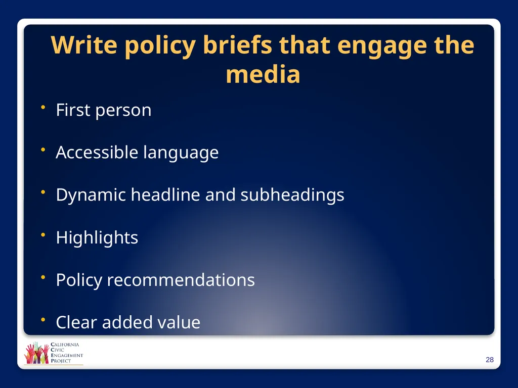 The Power of Media in Policy Change Mindy Romero, - slide 28 of 34