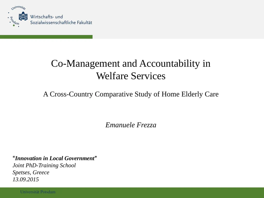 Co-Management and Accountability in Welfare