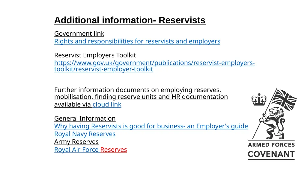 The Armed Forces Covenant and the Employer - slide 11 of 22