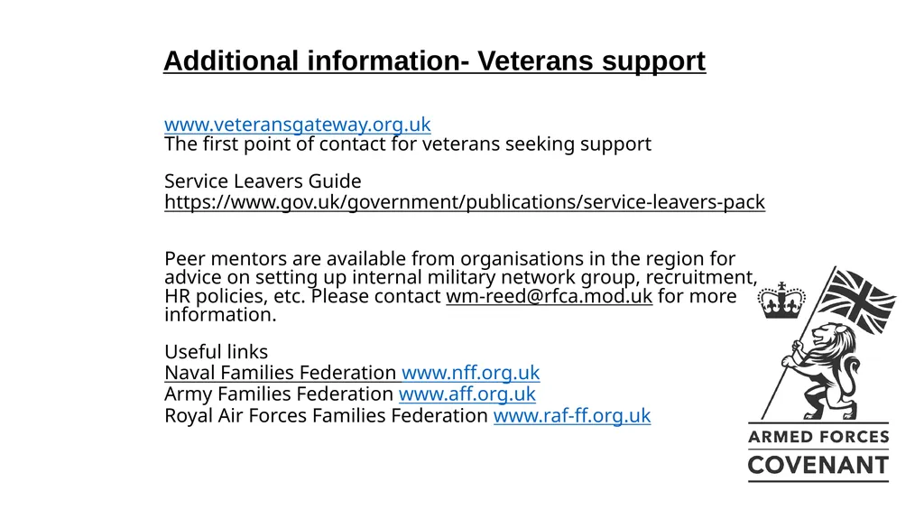 The Armed Forces Covenant and the Employer - slide 10 of 22