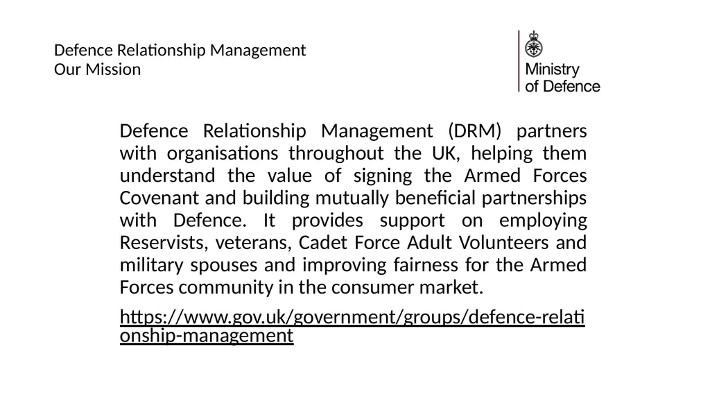The Armed Forces Covenant and the Employer - slide 4 of 22