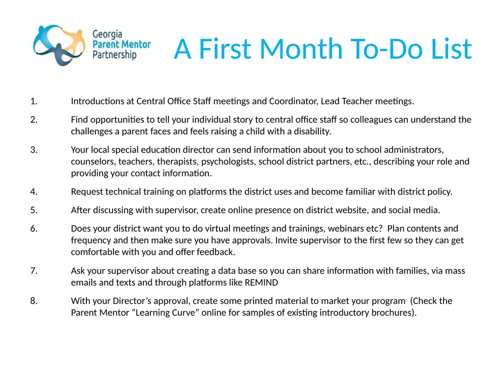 The Georgia Parent Mentor Partnership (GaPMP) Led - slide 17 of 27