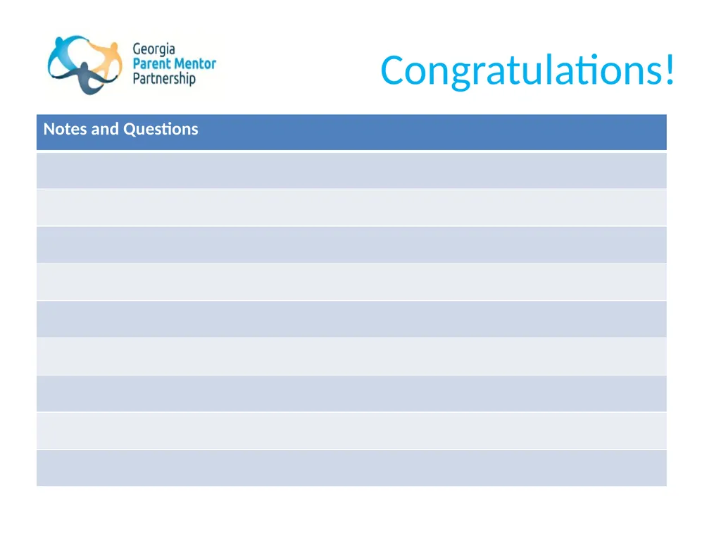 The Georgia Parent Mentor Partnership (GaPMP) Led - slide 27 of 27