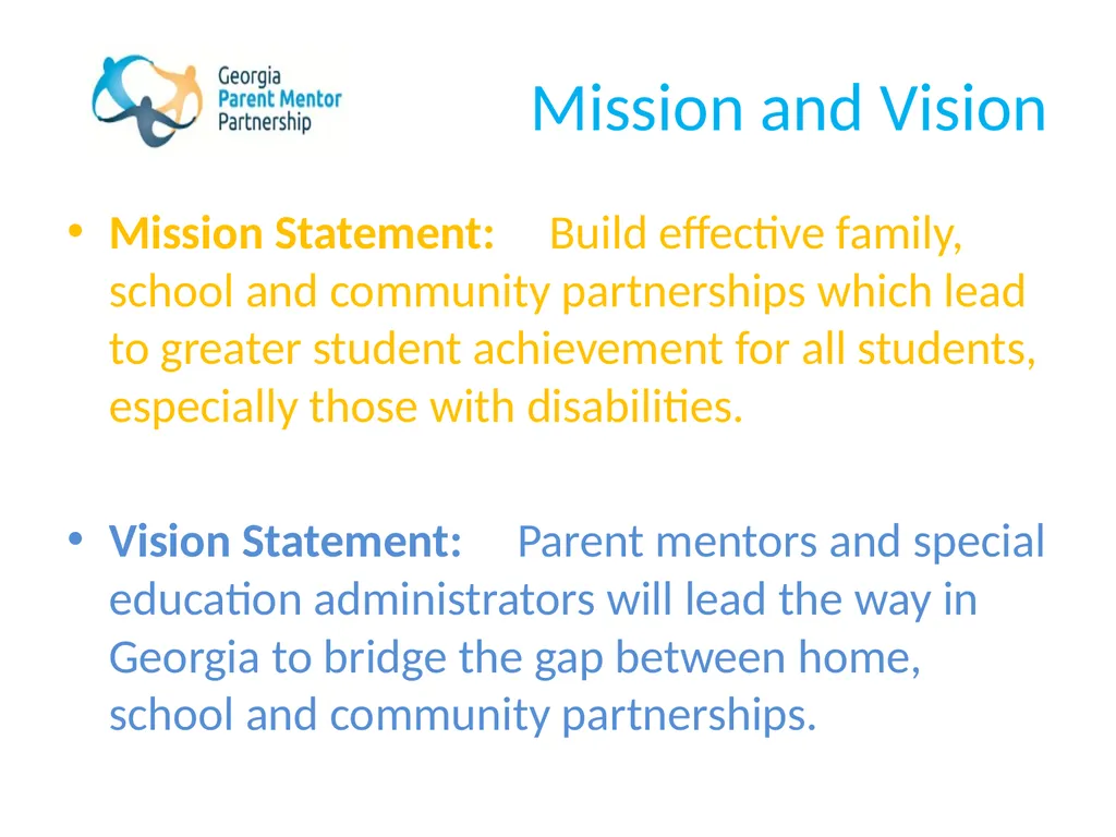 The Georgia Parent Mentor Partnership (GaPMP) Led - slide 2 of 27