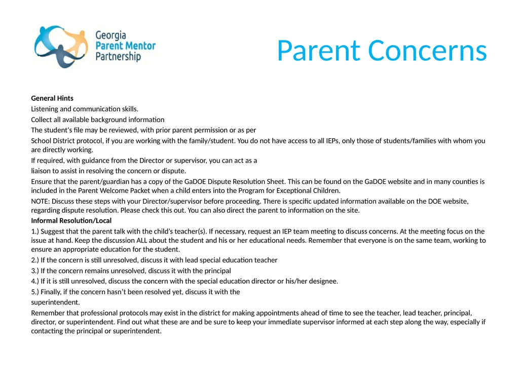 The Georgia Parent Mentor Partnership (GaPMP) Led - slide 23 of 27