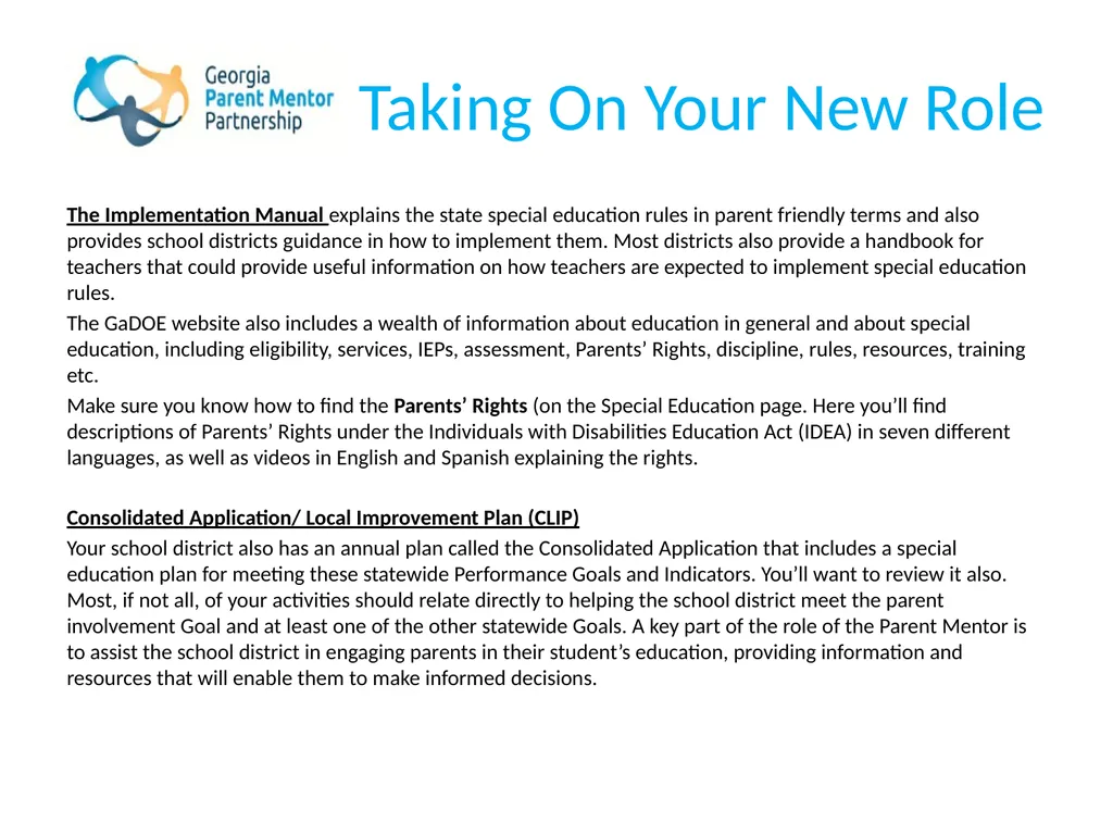 The Georgia Parent Mentor Partnership (GaPMP) Led - slide 15 of 27