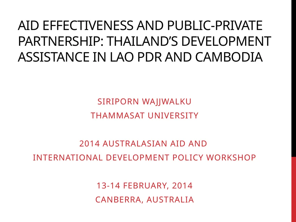 Aid effectiveness and public-private partnership: - slide 1 of 22