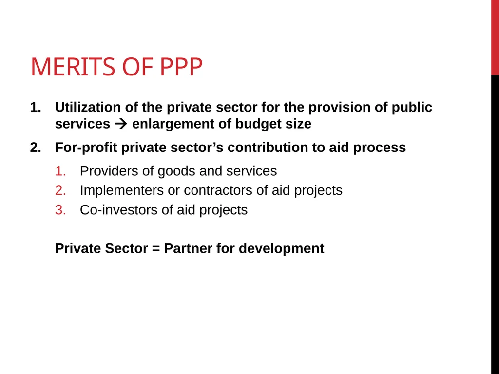Aid effectiveness and public-private partnership: - slide 19 of 22