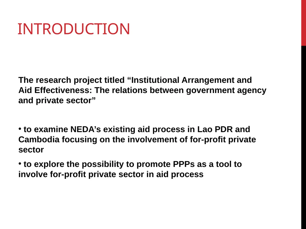 Aid effectiveness and public-private partnership: - slide 4 of 22