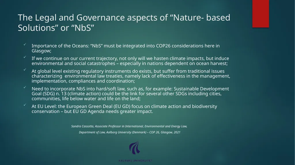 The Legal and Governance aspects of “Nature- based