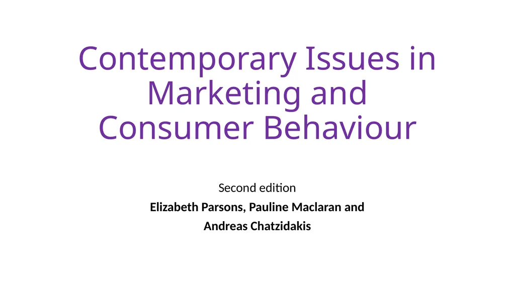 Contemporary Issues in Marketing and Consumer