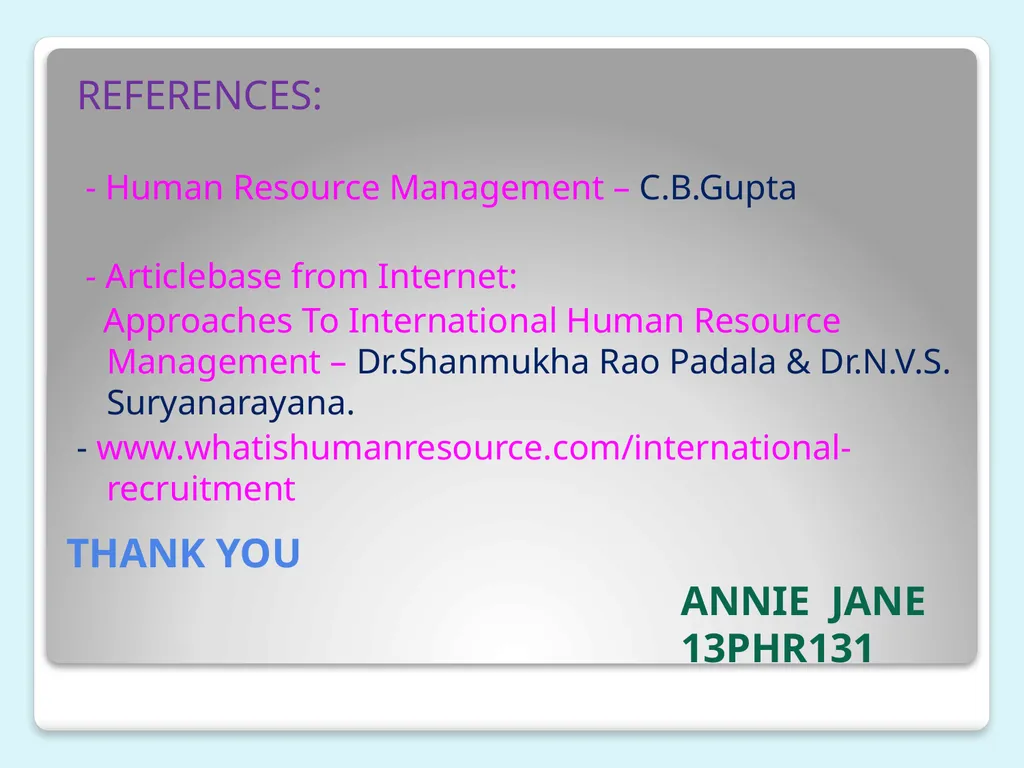 INTERNATIONAL HUMAN RESOURCES MANAGEMENT - slide 27 of 27