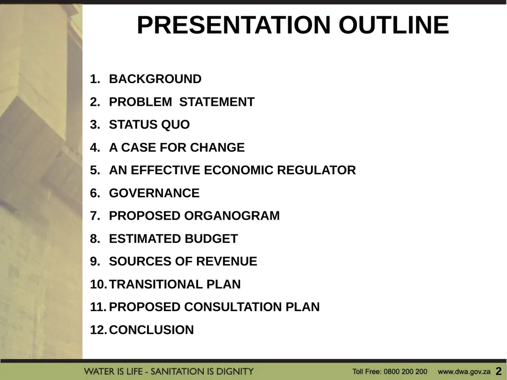 PRESENTATION TITLE Presented by: Name Surname - slide 2 of 21