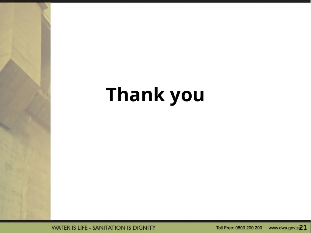 PRESENTATION TITLE Presented by: Name Surname - slide 21 of 21