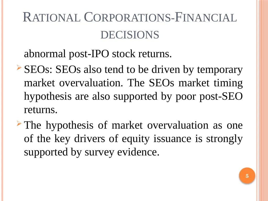 Behavioral Corporate Finance 1 Outline Rational - slide 5 of 38