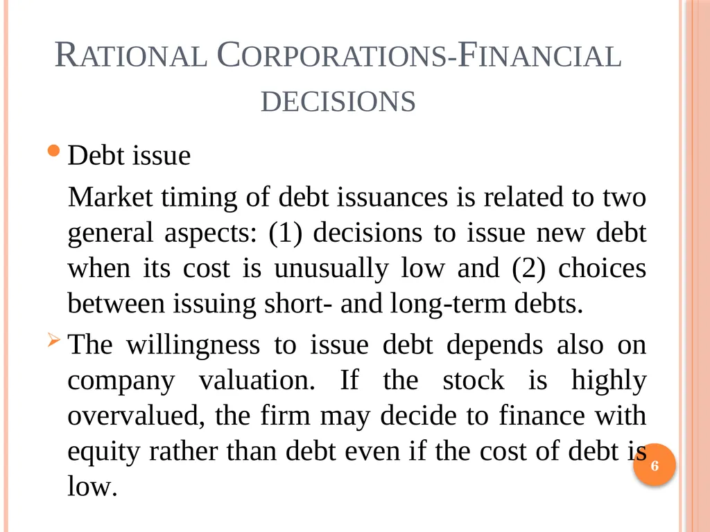 Behavioral Corporate Finance 1 Outline Rational - slide 6 of 38