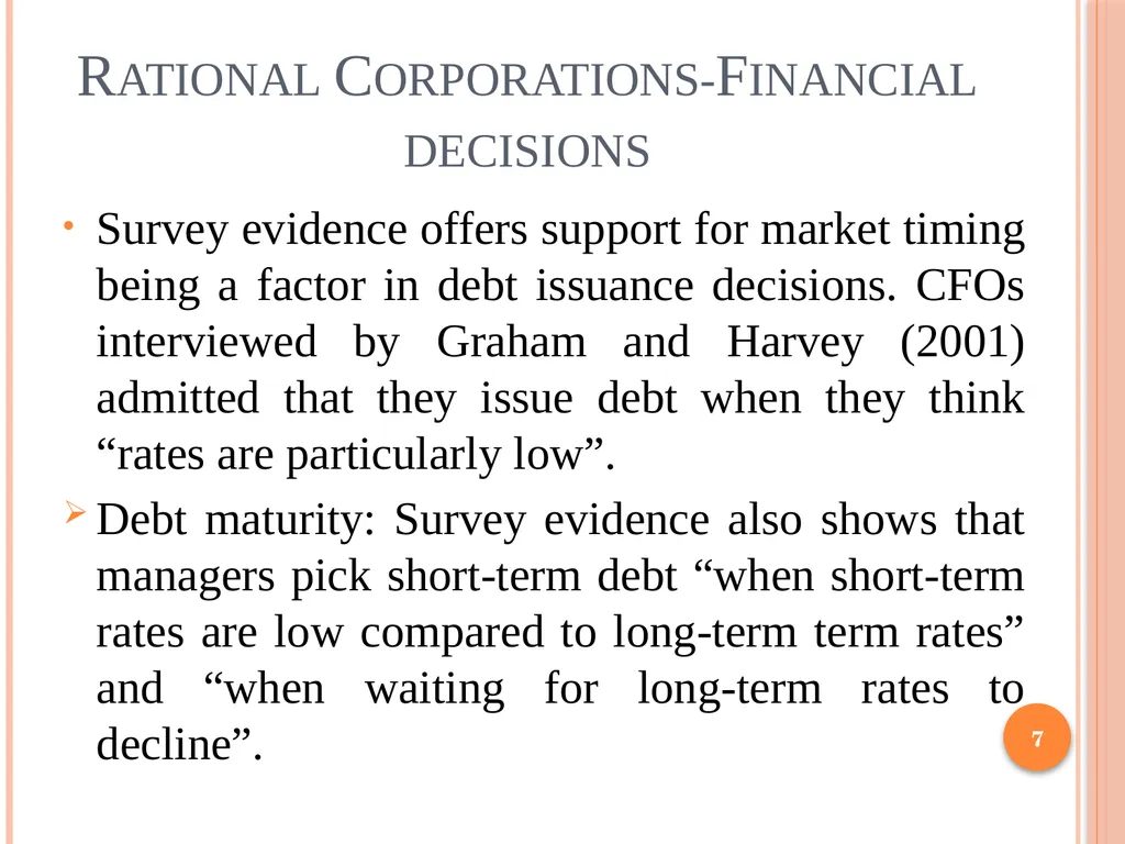 Behavioral Corporate Finance 1 Outline Rational - slide 7 of 38