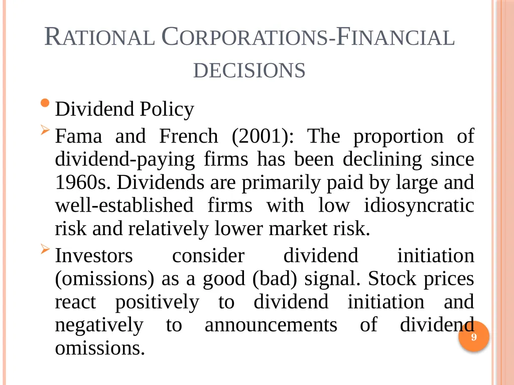 Behavioral Corporate Finance 1 Outline Rational - slide 9 of 38