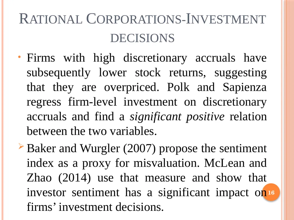 Behavioral Corporate Finance 1 Outline Rational - slide 16 of 38