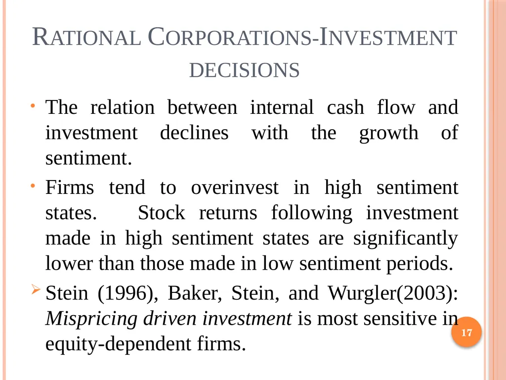 Behavioral Corporate Finance 1 Outline Rational - slide 17 of 38