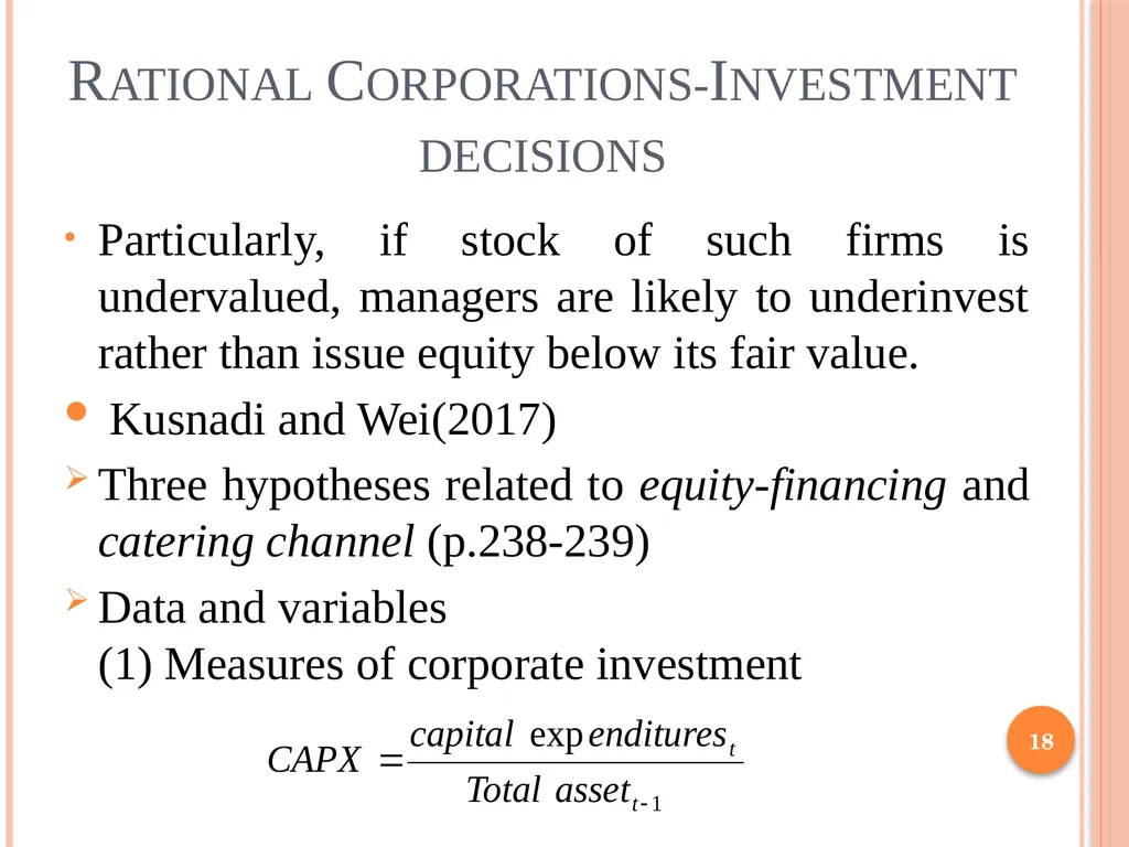 Behavioral Corporate Finance 1 Outline Rational - slide 18 of 38