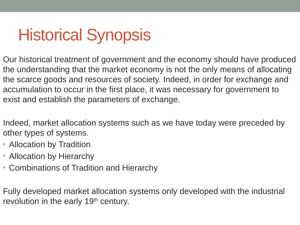 Markets Versus Governmental Allocation Normative - slide 2 of 28