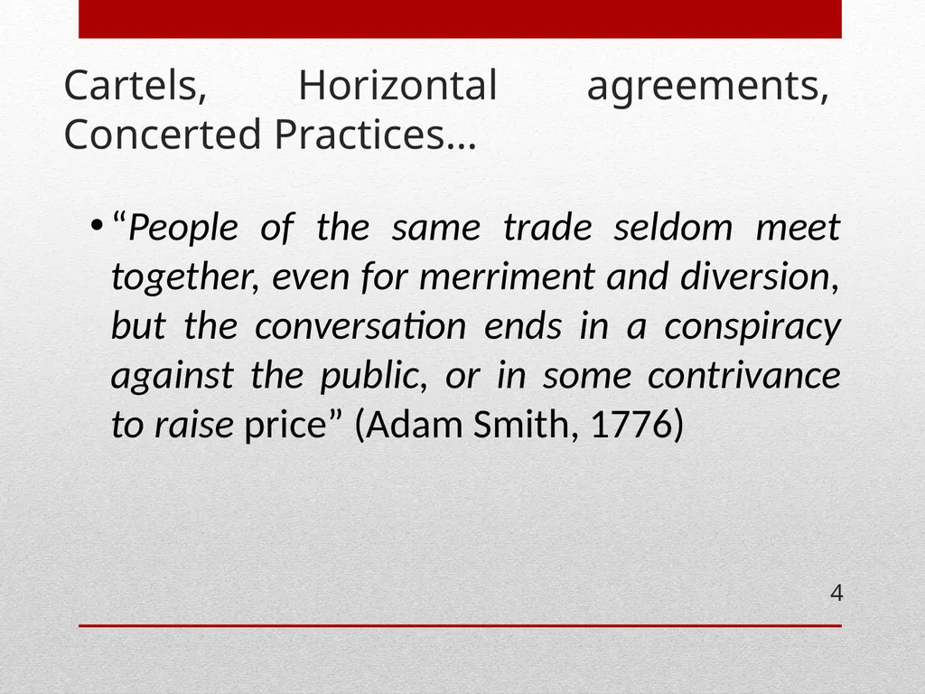 ECONOMICS OF COLLUSION Cartels , collusion and - slide 4 of 40
