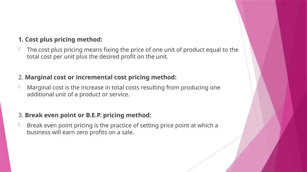Unit II PRICING CONCEPT & MEANING OF PRICING The - slide 10 of 39