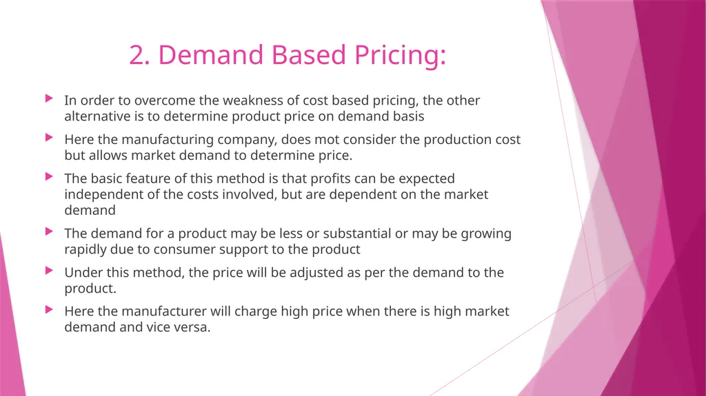 Unit II PRICING CONCEPT & MEANING OF PRICING The - slide 14 of 39