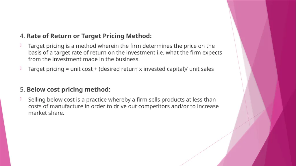 Unit II PRICING CONCEPT & MEANING OF PRICING The - slide 11 of 39