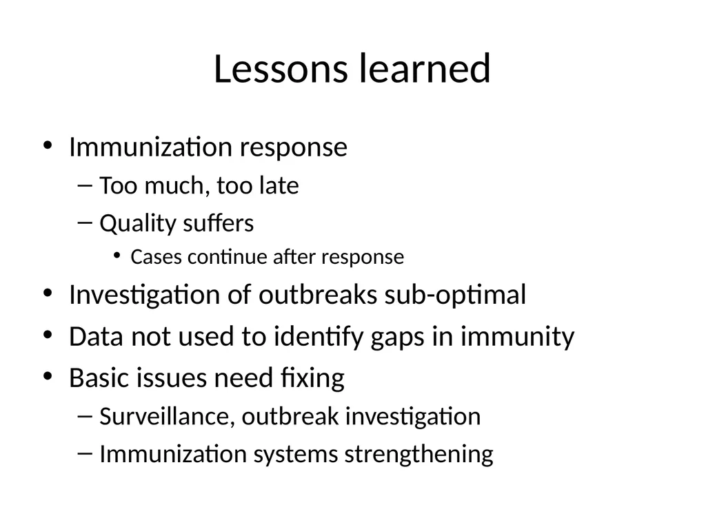 Experience with the measles outbreak response fund - slide 10 of 23