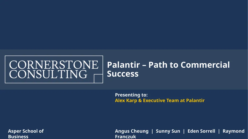 Palantir – Path to Commercial Success Angus Cheung