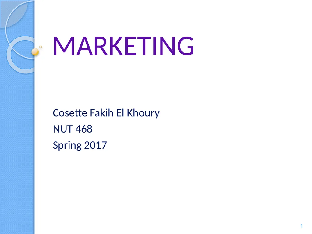 MARKETING Cosette Fakih El Khoury NUT 468 Spring
