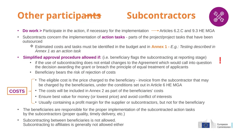 Coordinators’ Day Grant Agreement Preparation - slide 16 of 30