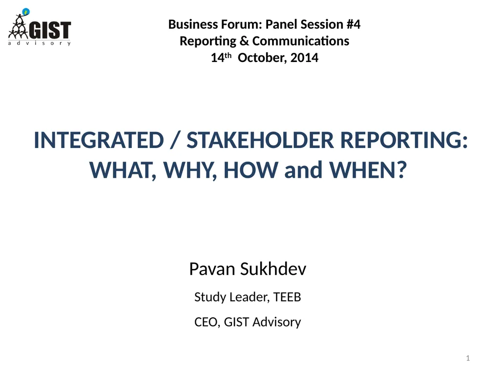 INTEGRATED / STAKEHOLDER REPORTING: WHAT, WHY, HOW - slide 1 of 28