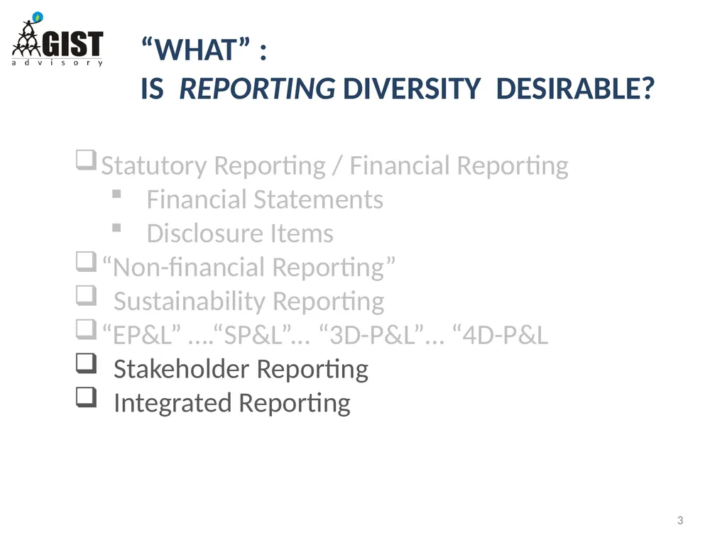 INTEGRATED / STAKEHOLDER REPORTING: WHAT, WHY, HOW - slide 3 of 28