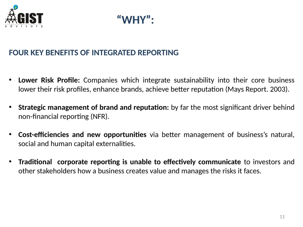 INTEGRATED / STAKEHOLDER REPORTING: WHAT, WHY, HOW - slide 11 of 28
