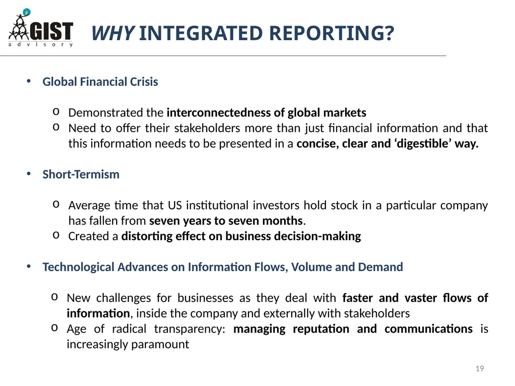 INTEGRATED / STAKEHOLDER REPORTING: WHAT, WHY, HOW - slide 19 of 28