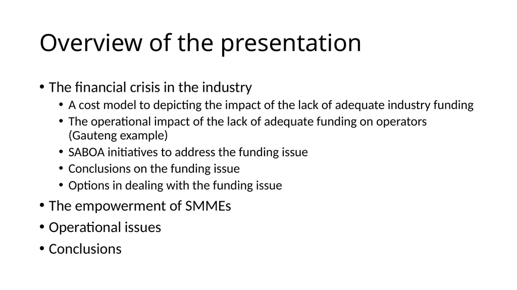 SABOA Presentation to the Parliamentary Portfolio - slide 2 of 50