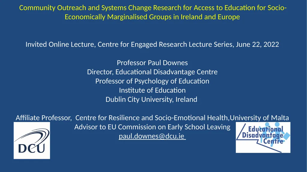 Community Outreach and Systems Change Research for - slide 1 of 40