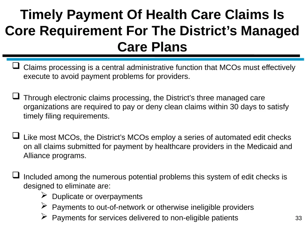 District of Columbia’s Managed Care Annual - slide 33 of 76